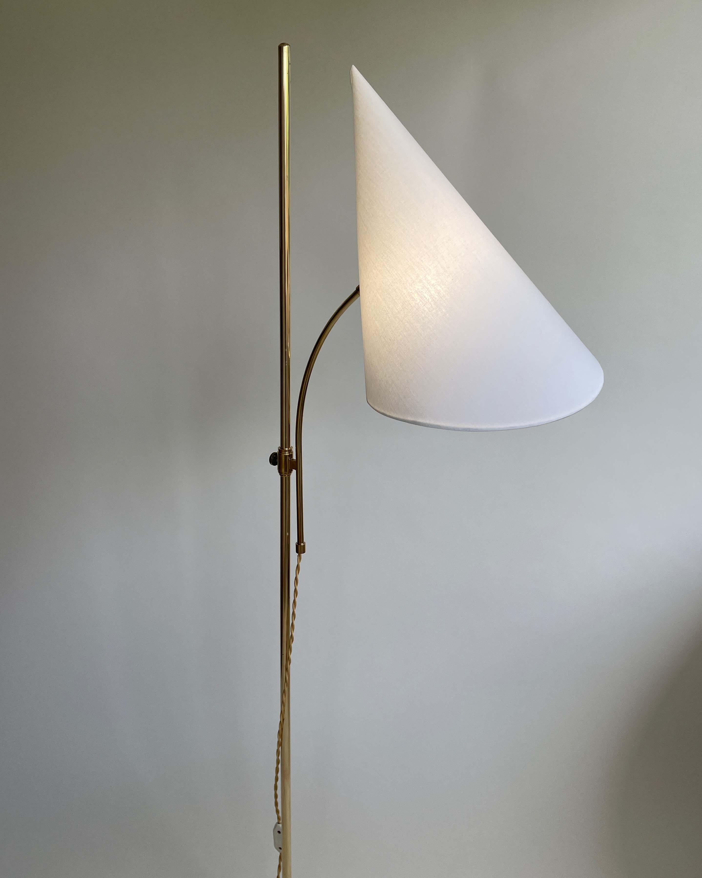 Swedish Designer Adjustable Witches Hat Brass Floor Lamp, 1950s For Sale 10