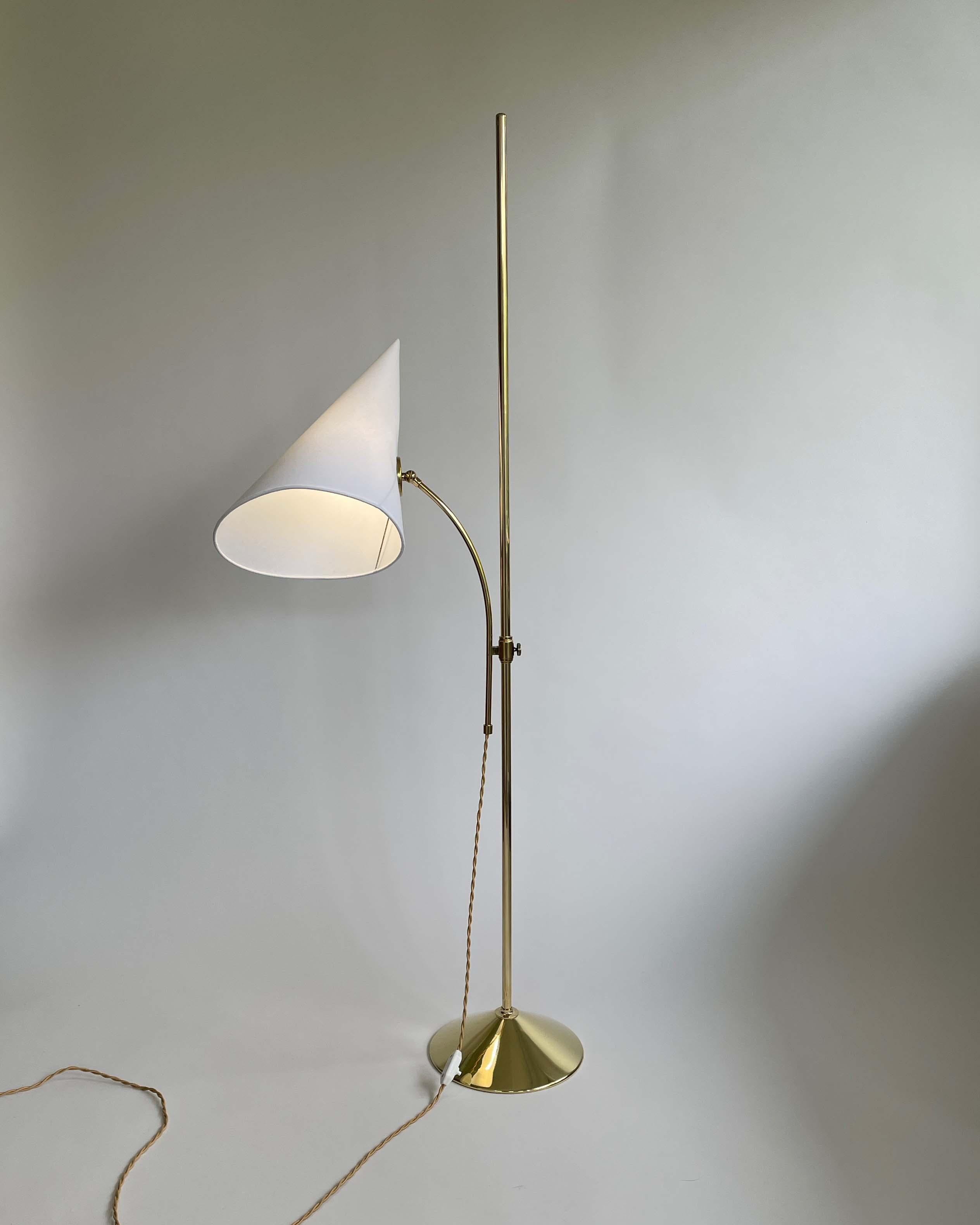 Swedish Designer Adjustable Witches Hat Brass Floor Lamp, 1950s For Sale 11
