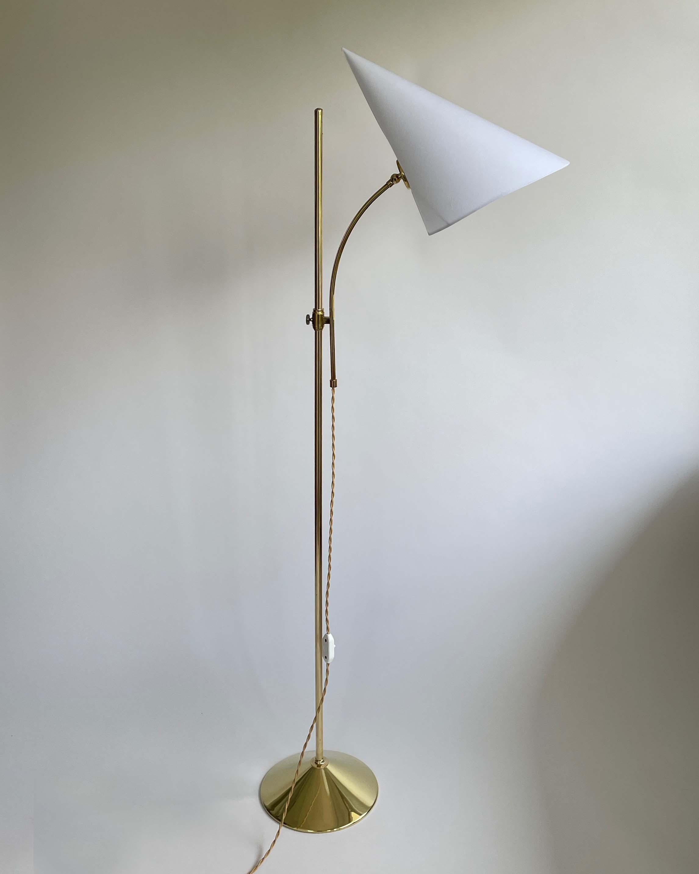 Swedish Designer Adjustable Witches Hat Brass Floor Lamp, 1950s For Sale 14