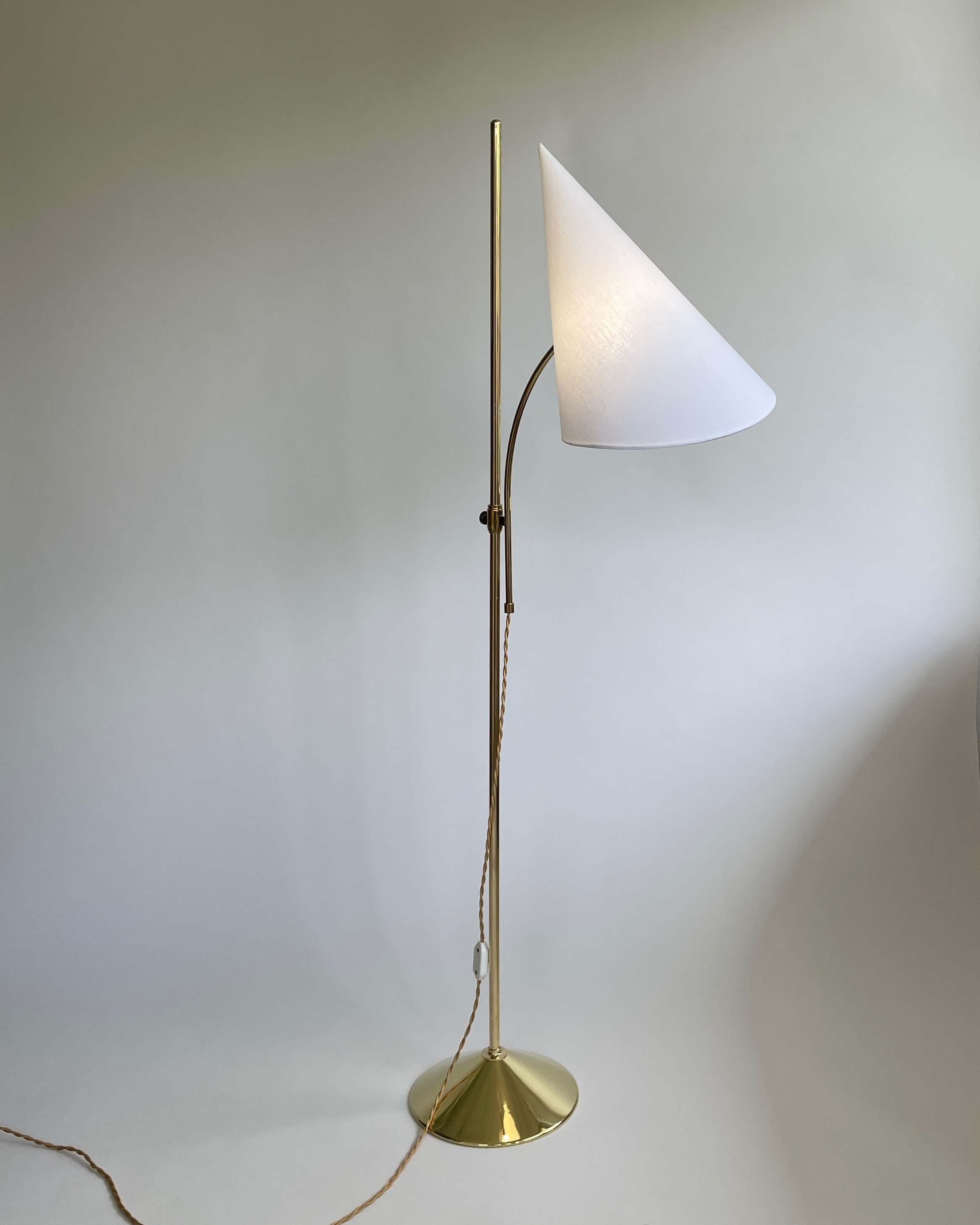 Swedish Designer Adjustable Witches Hat Brass Floor Lamp, 1950s For Sale 15