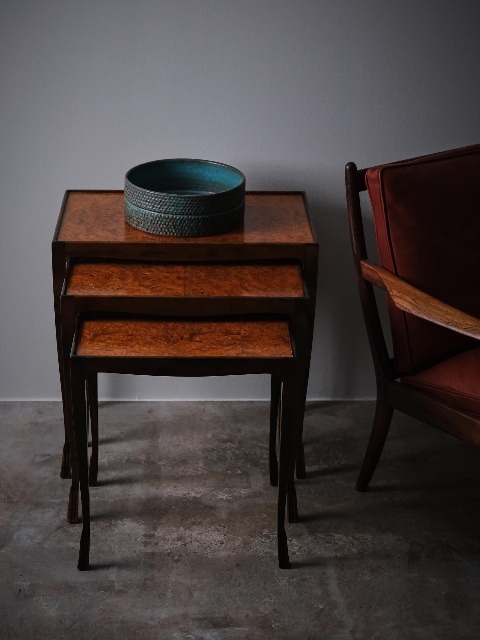 Scandinavian Modern Swedish designer alder root nesting tables , 1930s For Sale