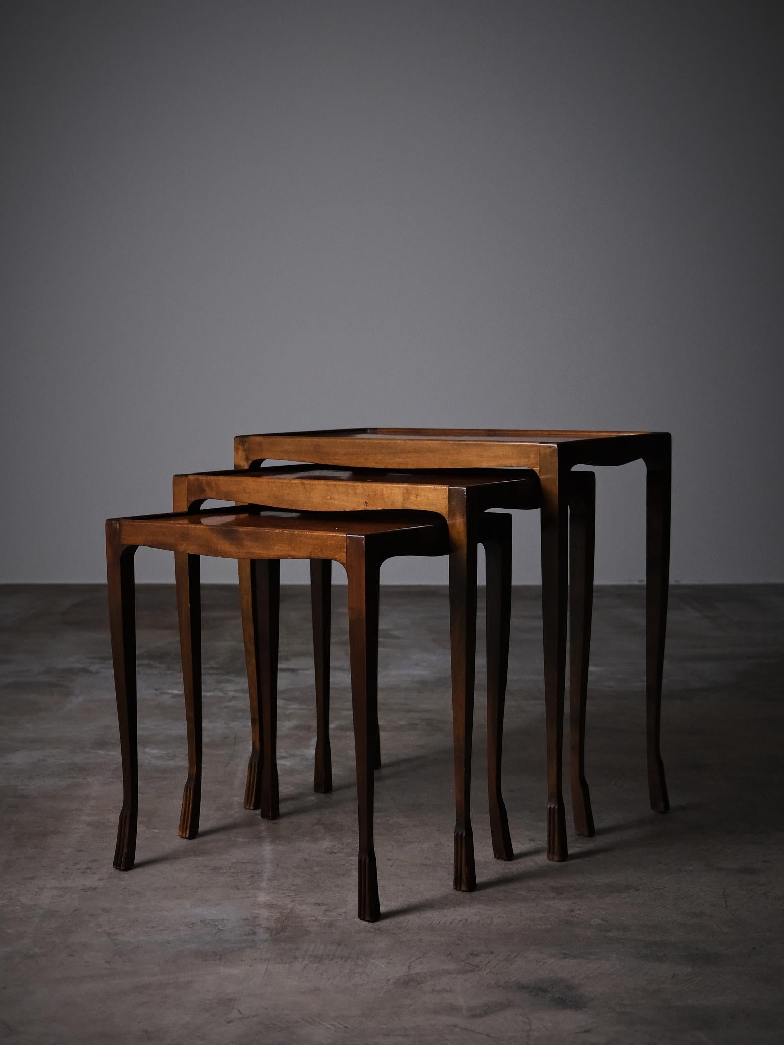 20th Century Swedish designer alder root nesting tables , 1930s For Sale