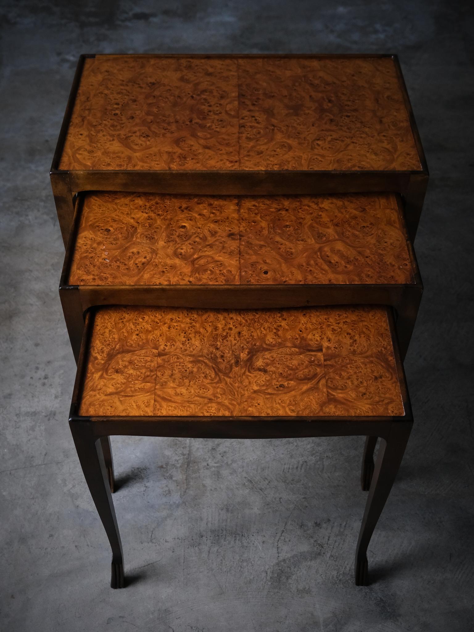Swedish designer alder root nesting tables , 1930s For Sale 1