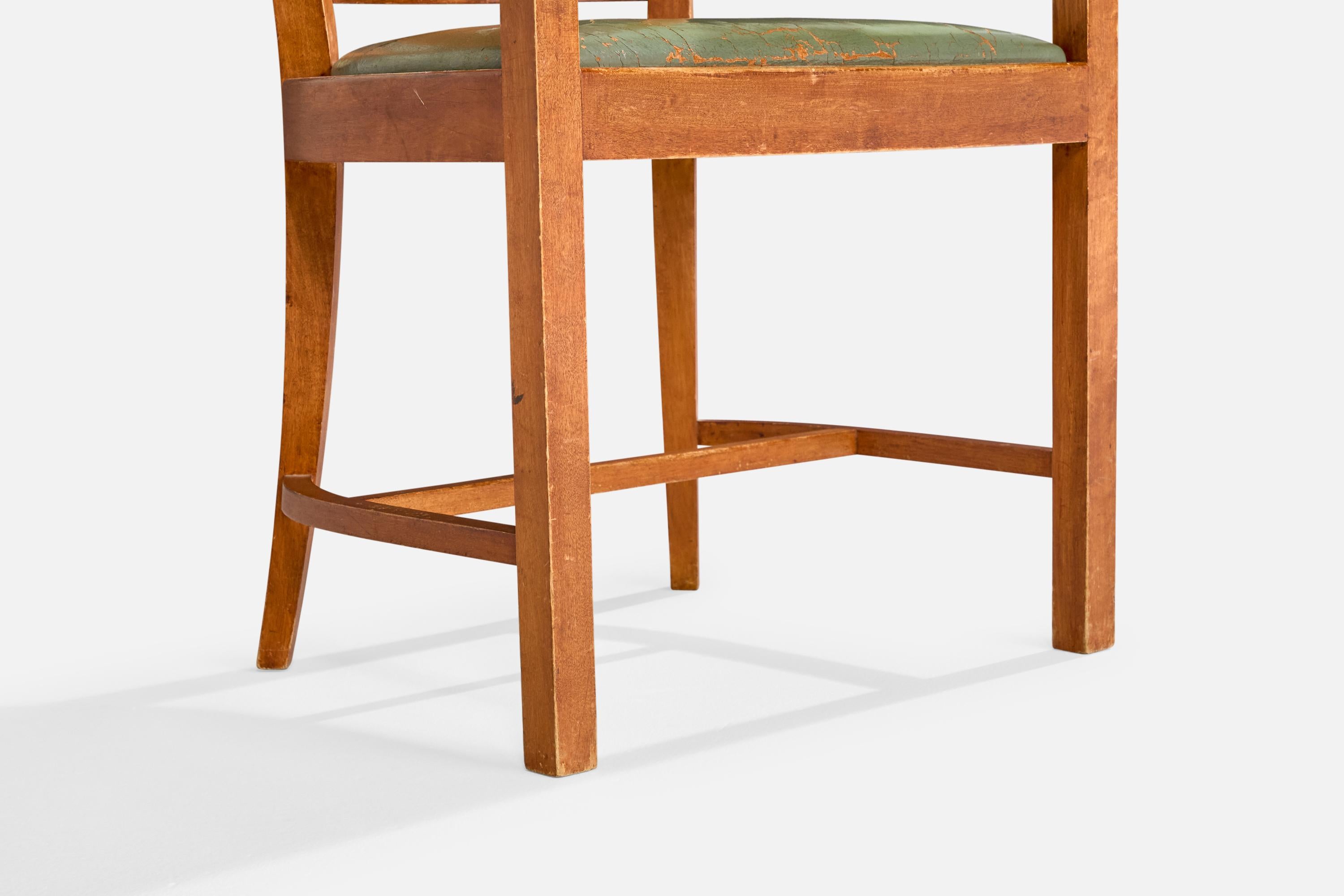 Designer suédois, fauteuil, bouleau, cuir, Suède, années 1900 en vente 4