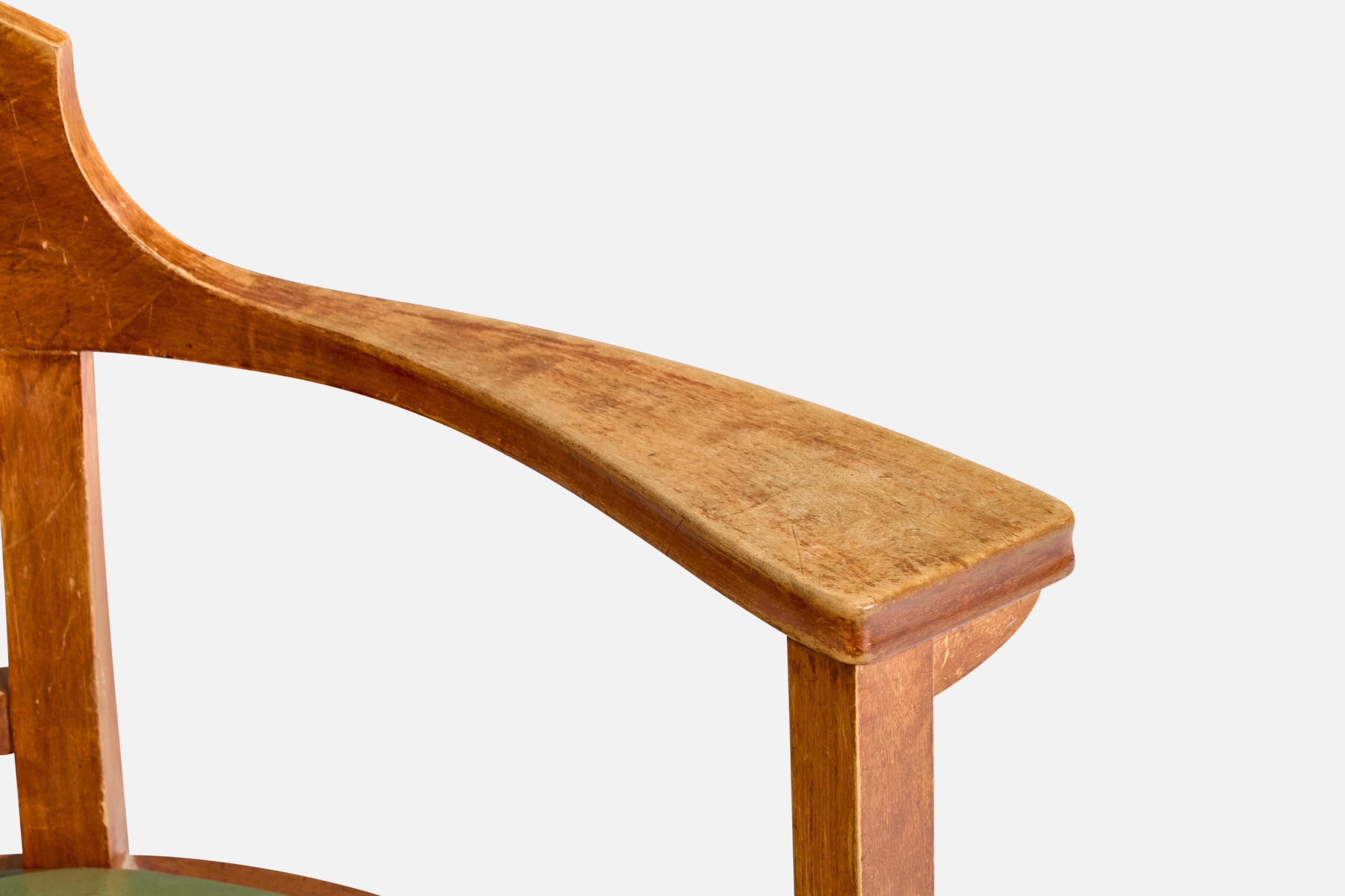 Designer suédois, fauteuil, bouleau, cuir, Suède, années 1900 en vente 11