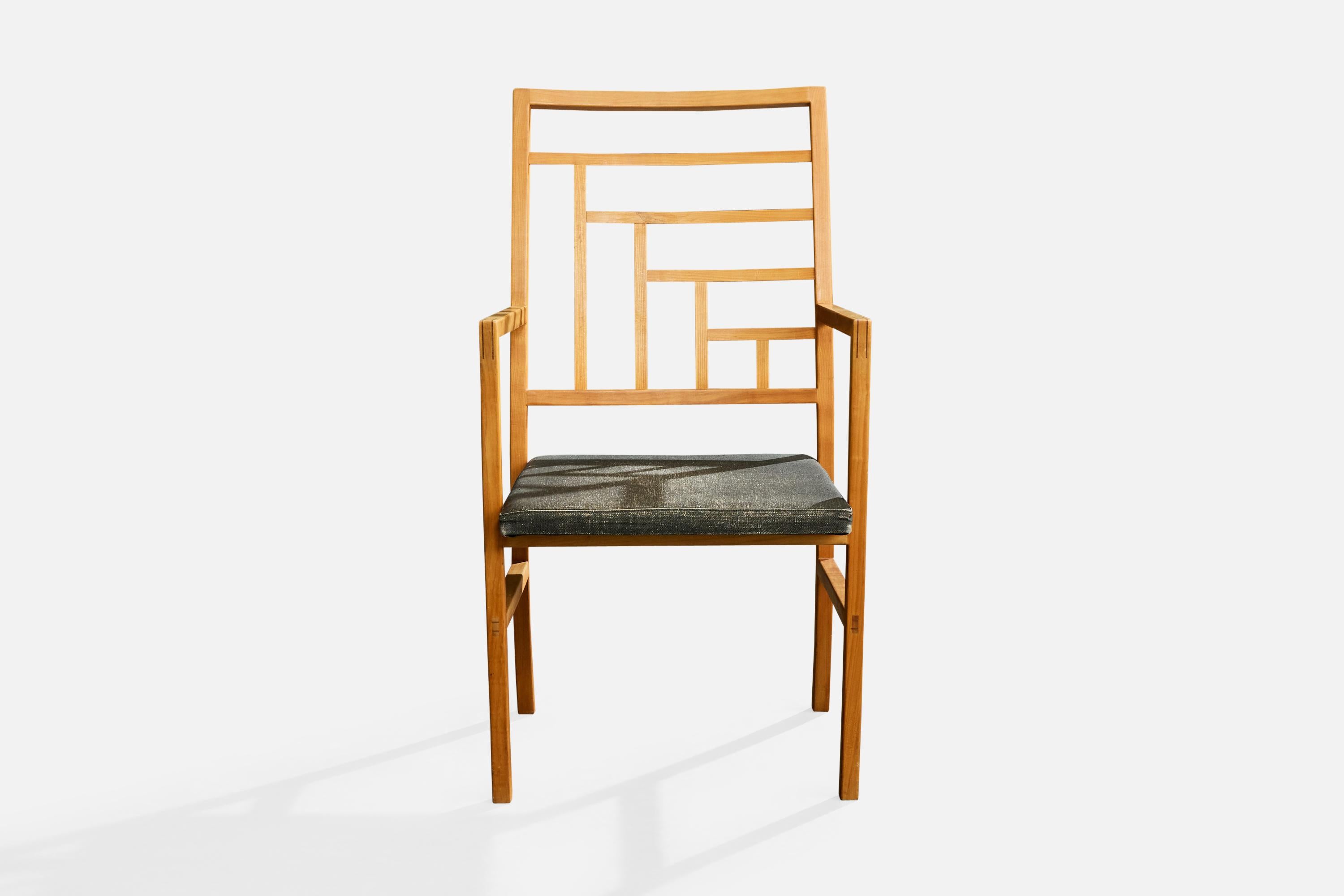 Mid-Century Modern Swedish Designer, Armchair, Wood, Fabric, Sweden, 1960s For Sale