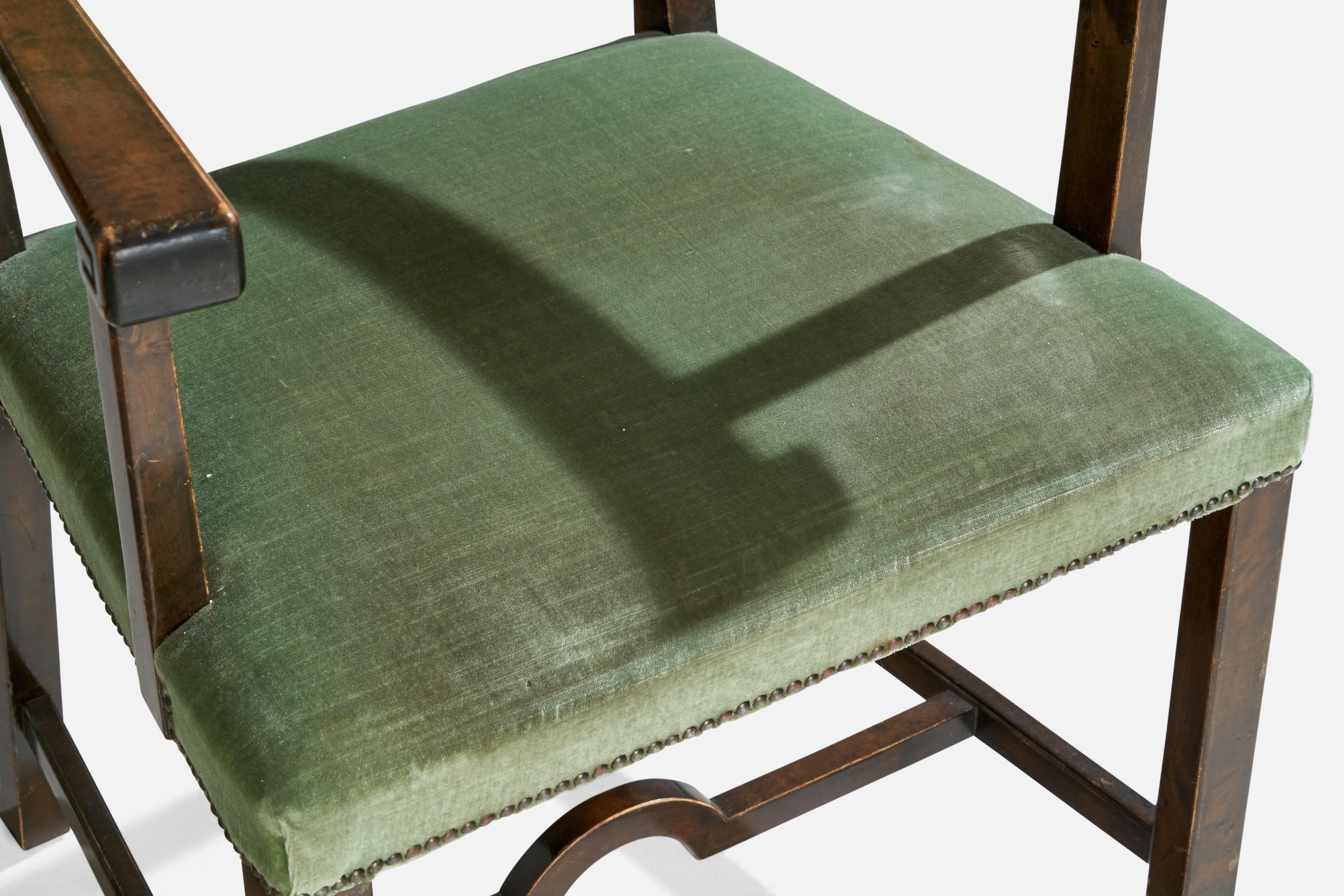 Designer suédois, fauteuils, bouleau, velours, Suède, années 1930 en vente 8