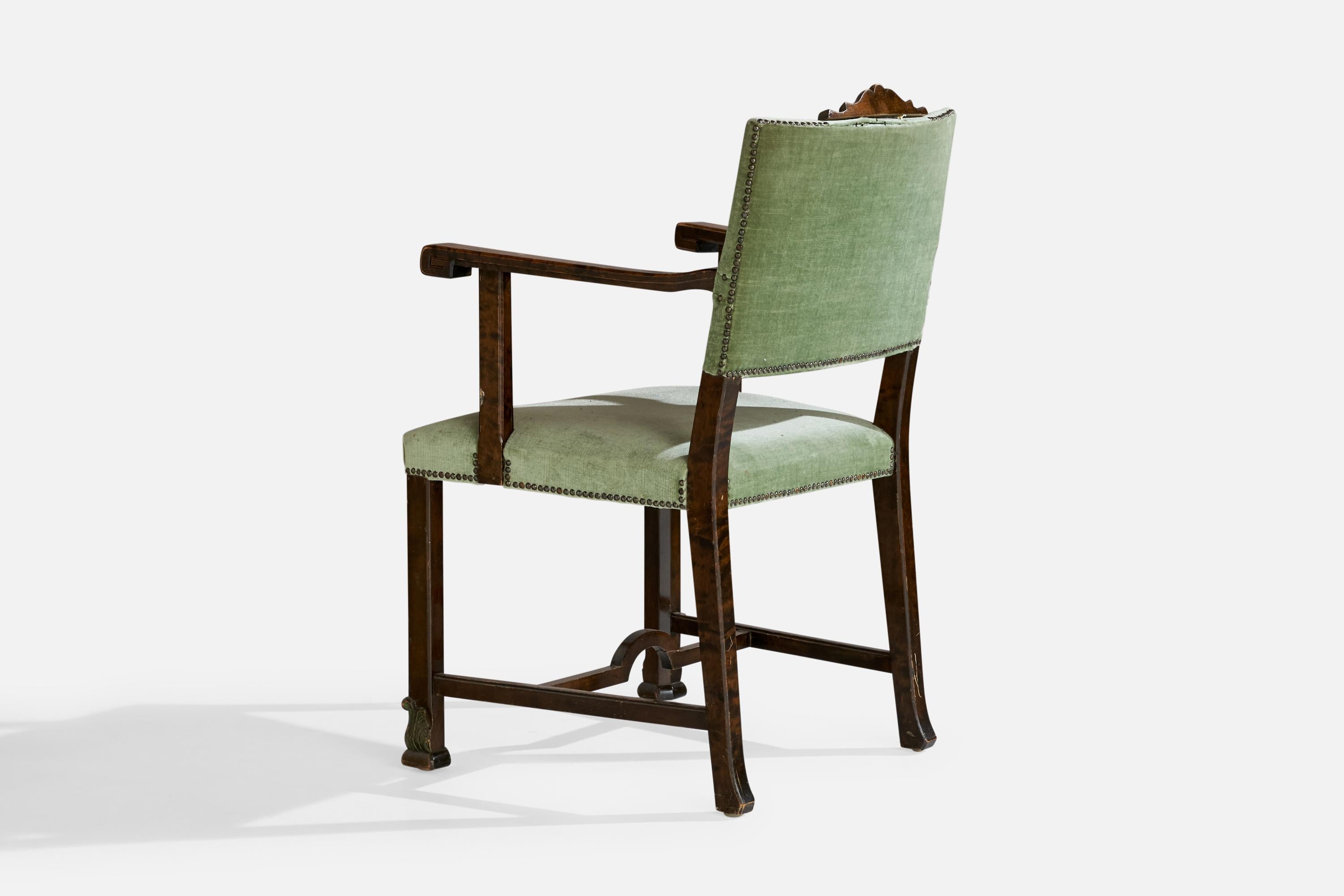 Designer suédois, fauteuils, bouleau, velours, Suède, années 1930 en vente 2
