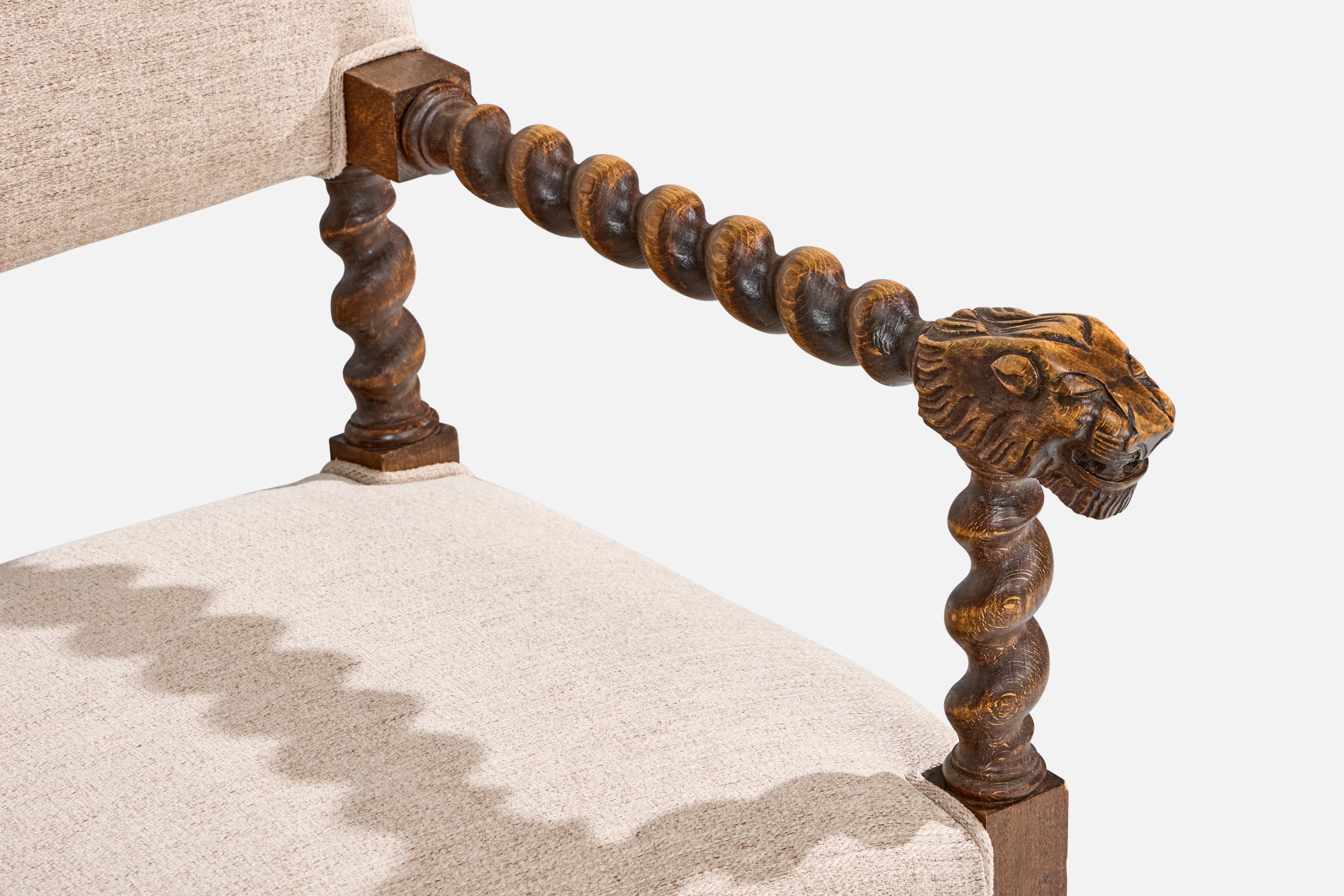 Designer suédois, fauteuils, chêne, tissu, Suède, années 1900 en vente 4