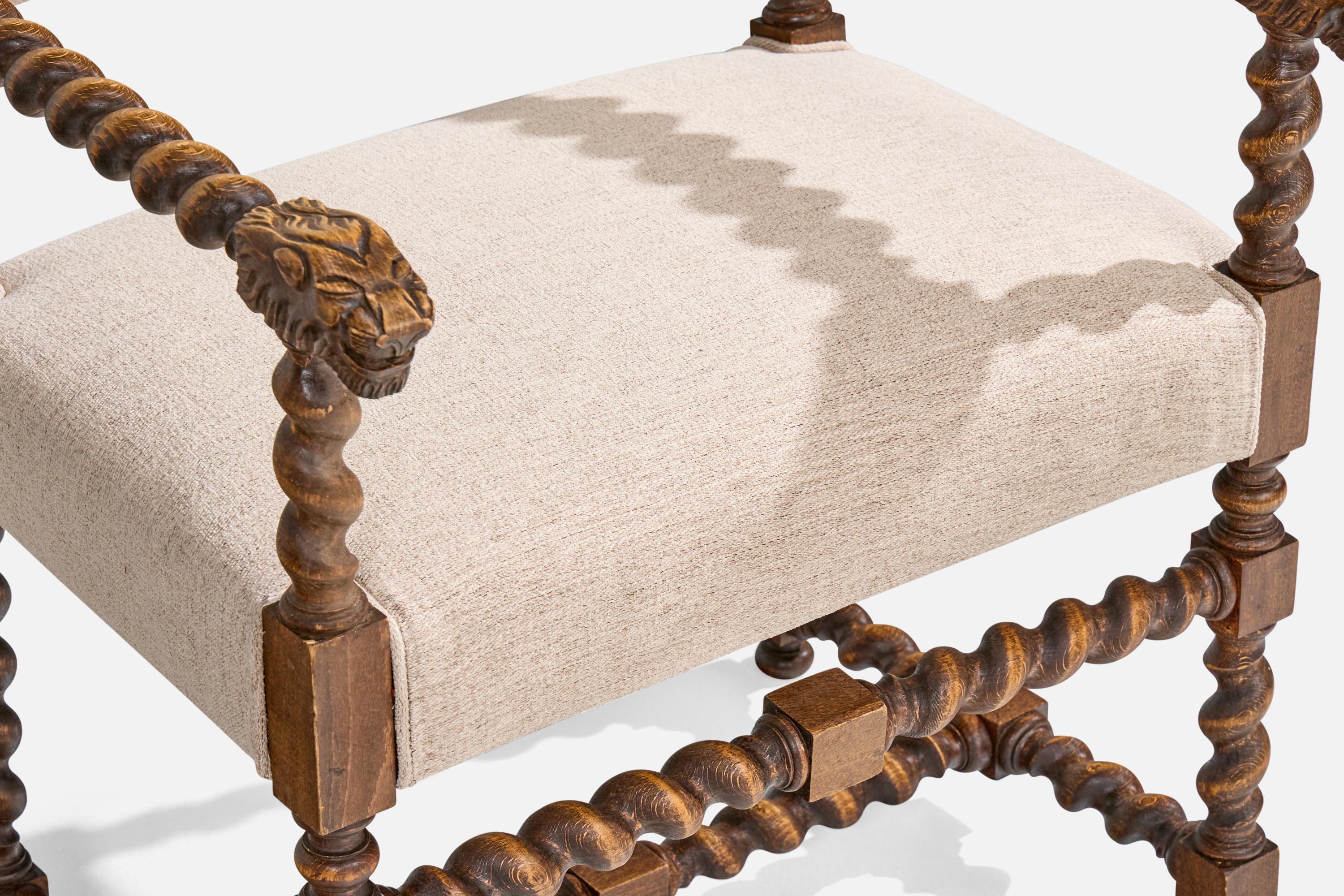 Designer suédois, fauteuils, chêne, tissu, Suède, années 1900 en vente 5