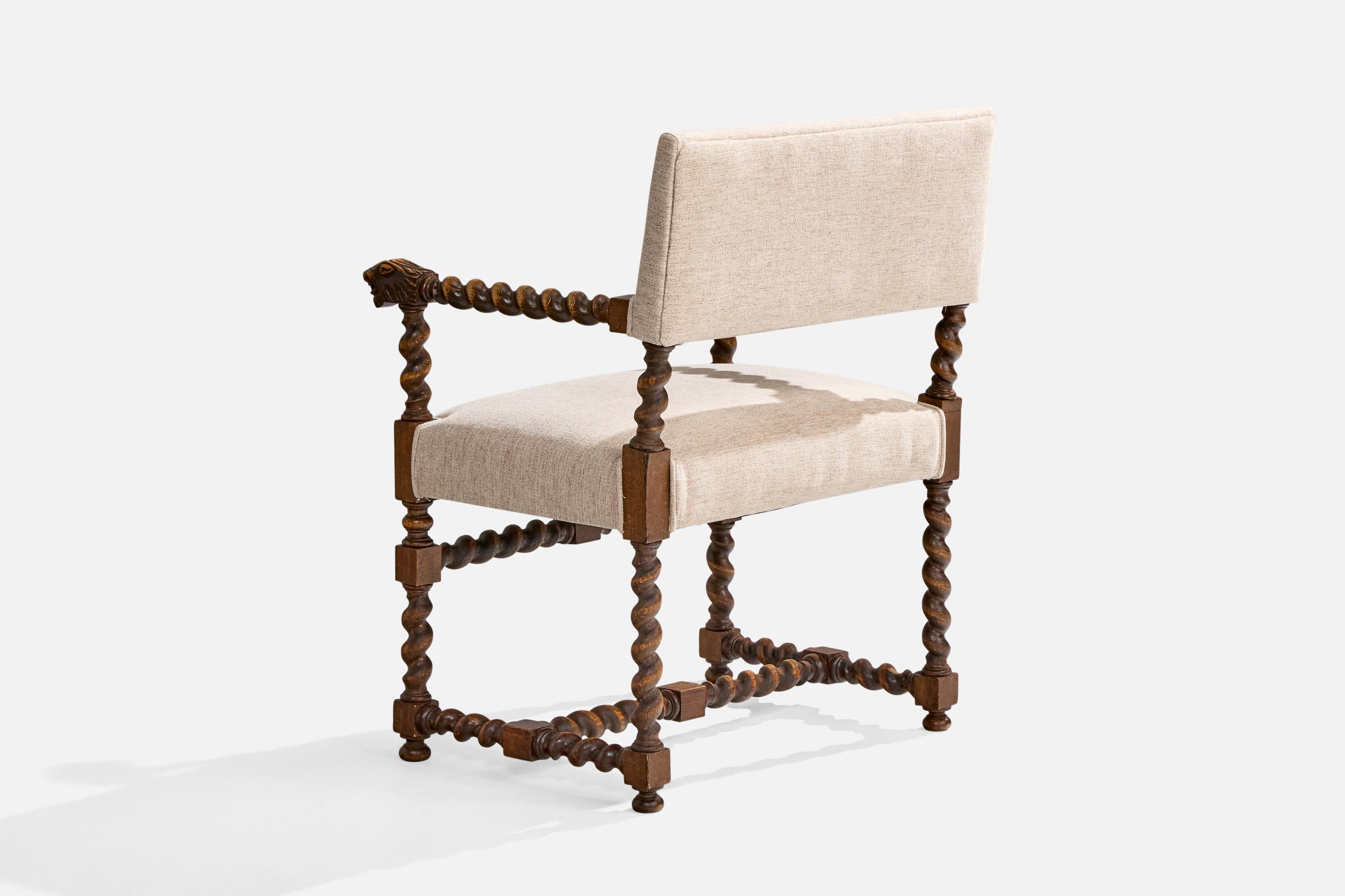 Tissu Designer suédois, fauteuils, chêne, tissu, Suède, années 1900 en vente