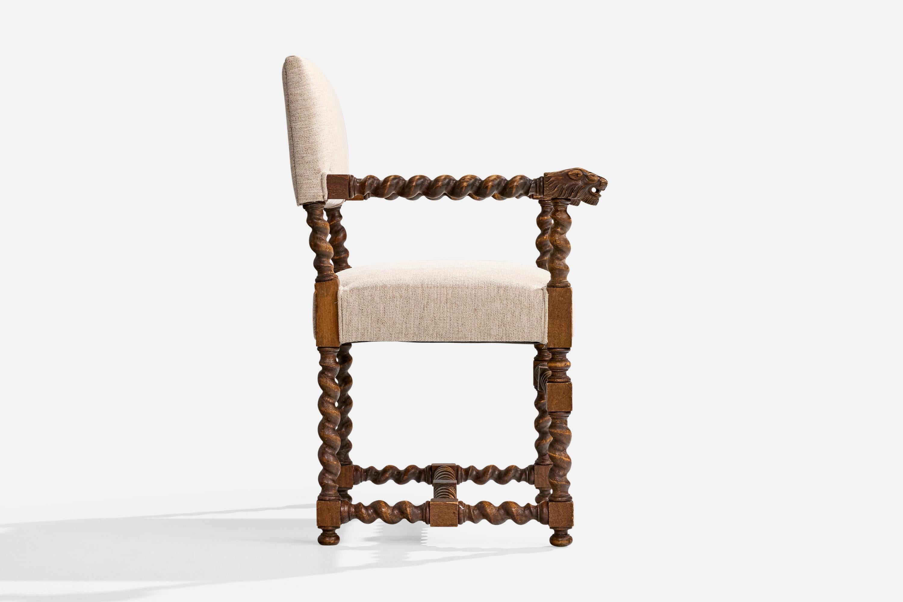 Designer suédois, fauteuils, chêne, tissu, Suède, années 1900 en vente 1