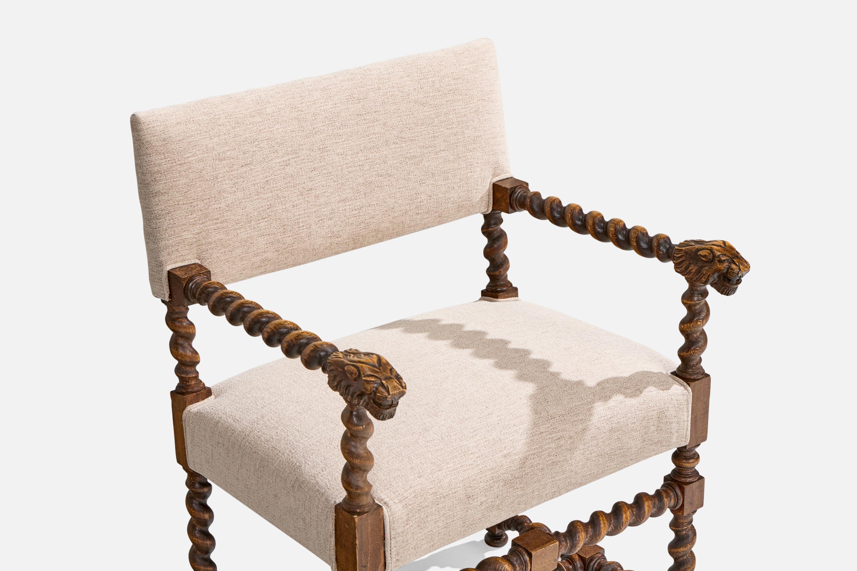 Designer suédois, fauteuils, chêne, tissu, Suède, années 1900 en vente 2