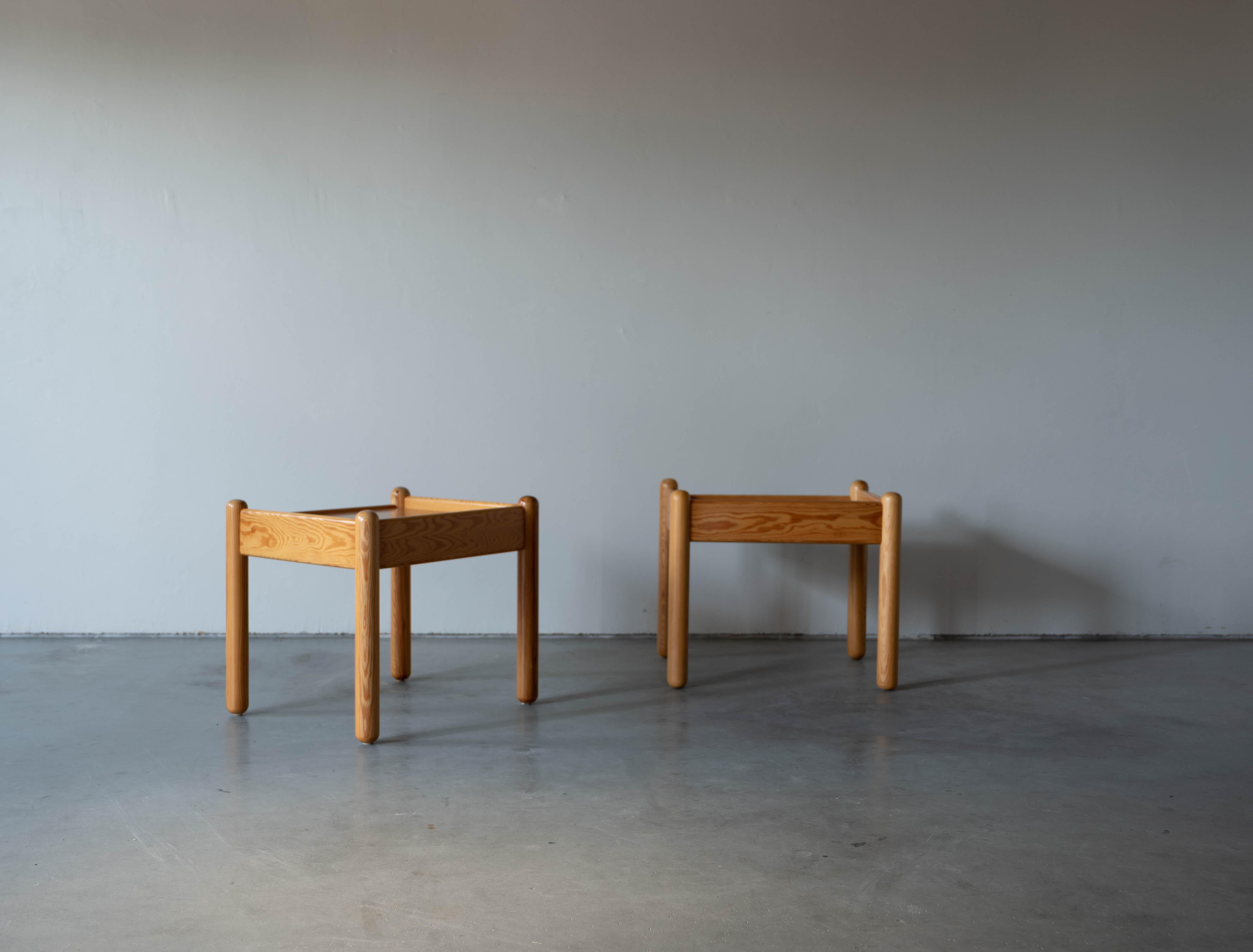 Swedish Designer, Bedside Tables / Side Tables, Solid Pine, Sweden, c, 1970s For Sale 1