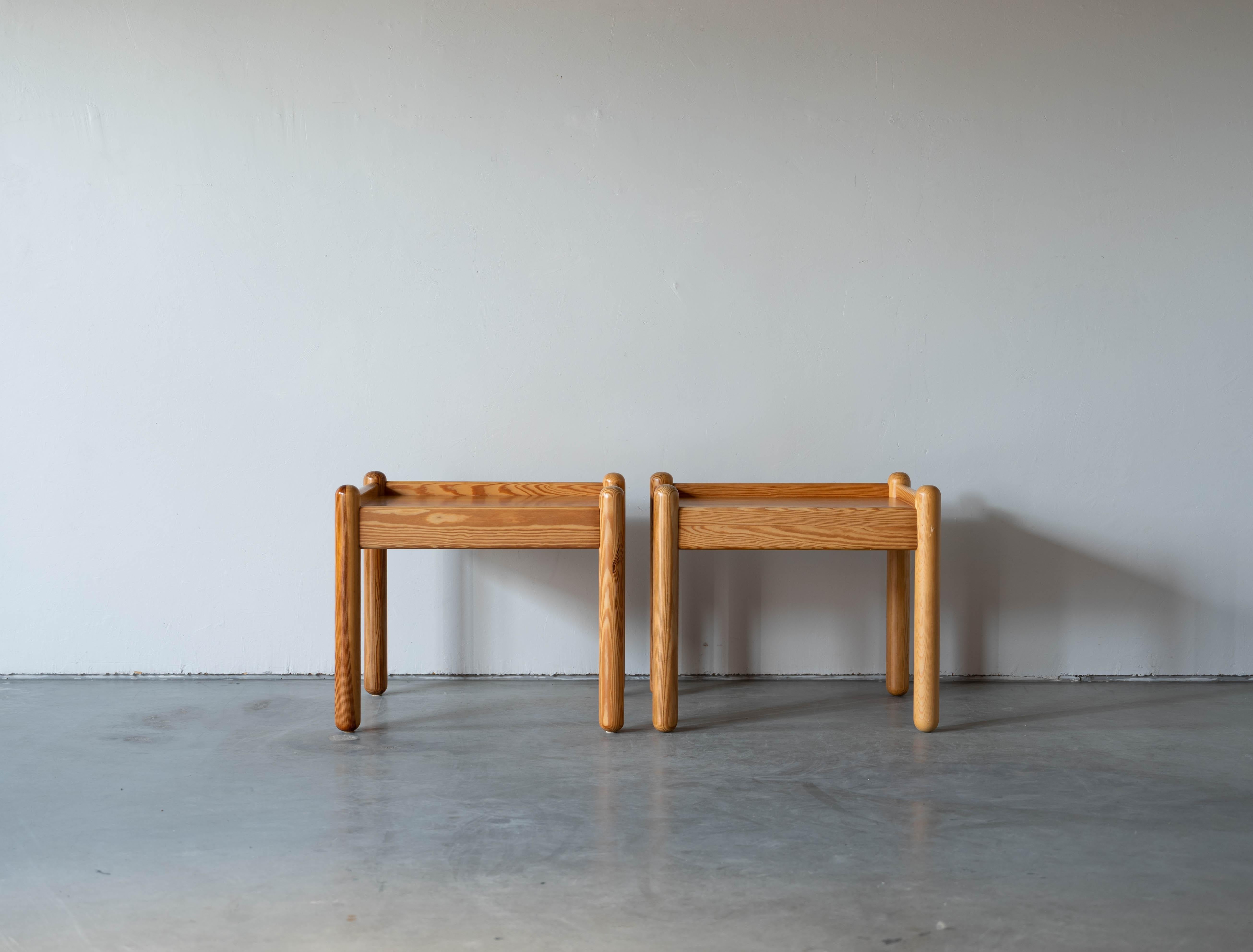 Swedish Designer, Bedside Tables / Side Tables, Solid Pine, Sweden, c, 1970s For Sale 2