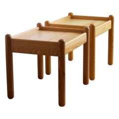 Swedish Designer, Bedside Tables / Side Tables, Solid Pine, Sweden, c, 1970s