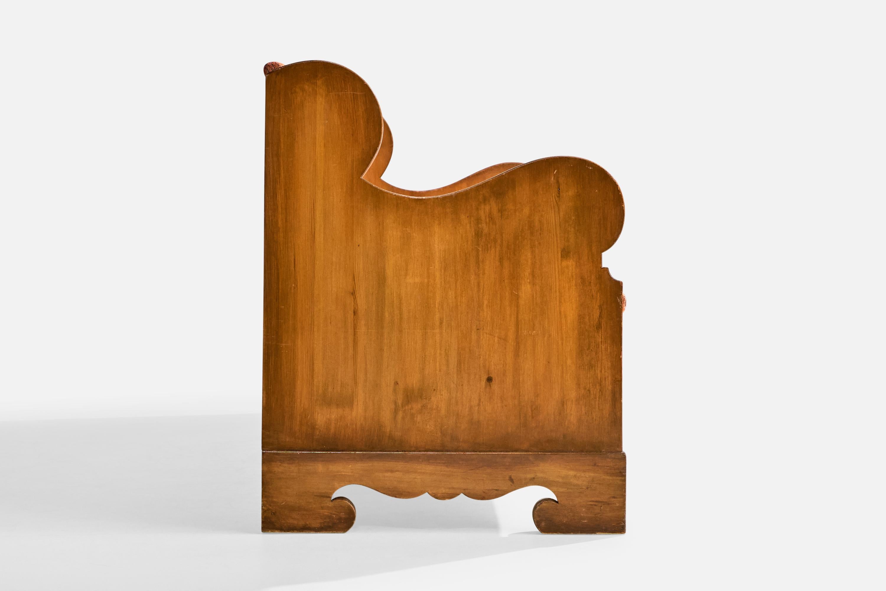 Swedish Designer, Bench, Pine, Fabric, Sweden, 1940s For Sale 2