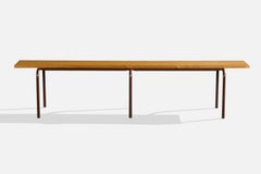 Schwedischer Designer, Bank, Kiefer, Stahl, Schweden, 1970er Jahre
