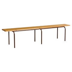 Schwedischer Designer, Bank, Kiefer, Stahl, Schweden, 1970er Jahre