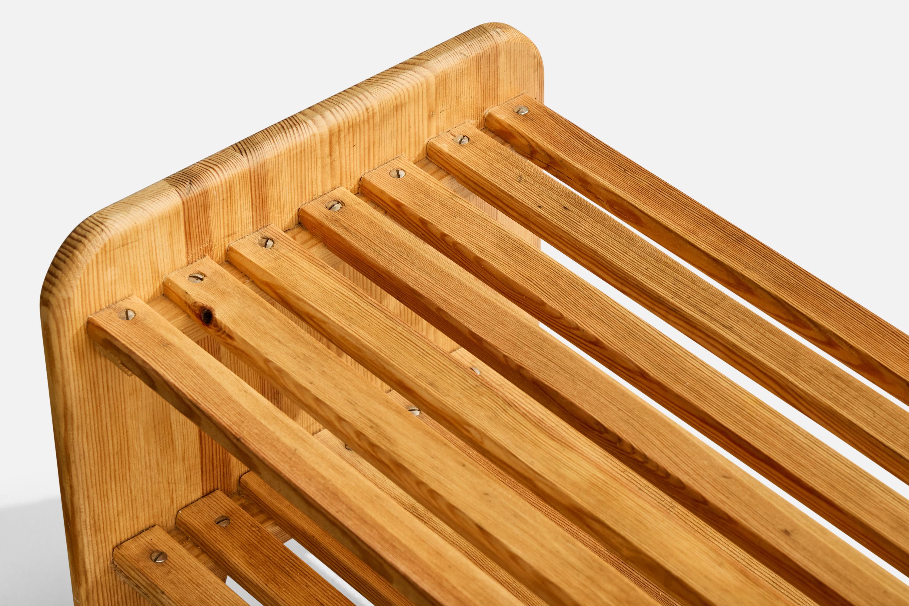 Wood Swedish Designer, Bench, Pine, Sweden, 1970s For Sale