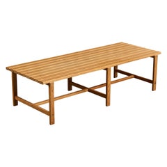 Schwedischer Designer, Bank, Kiefernholz, Schweden, 1970er Jahre