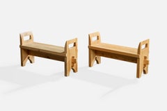 Schwedischer Designer, Bänke, Kiefer, Schweden, 1970er