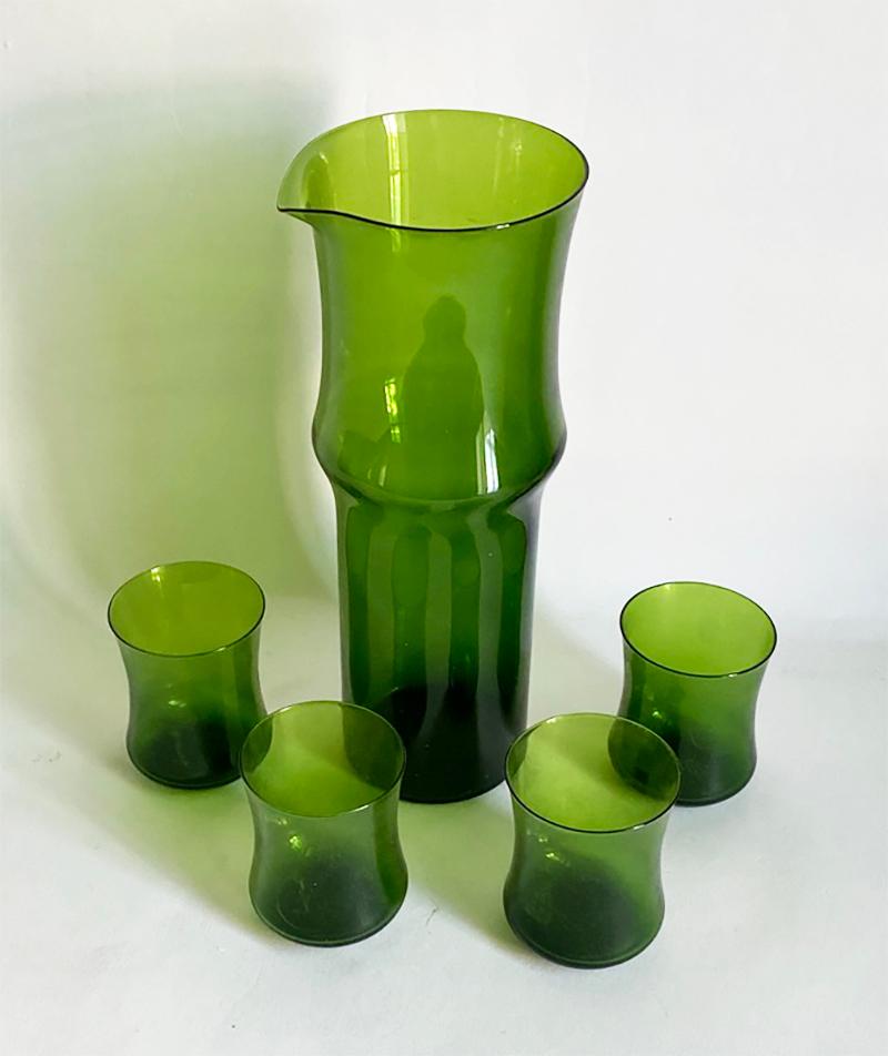 Schwedischer Designer Bo Borgström für Aseda Grünes Glas-Bargeschirr-Krugset im Angebot 5