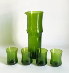 Set de pichets en verre vert du designer suédois Bo Borgström pour Aseda