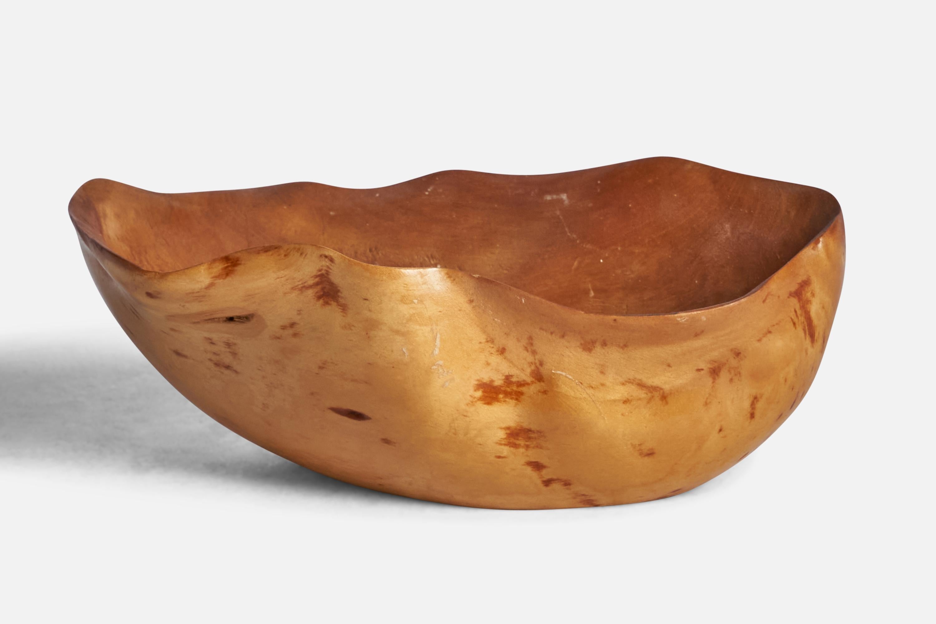 A burl wood bowl designed and produced in Sweden, 1940s.