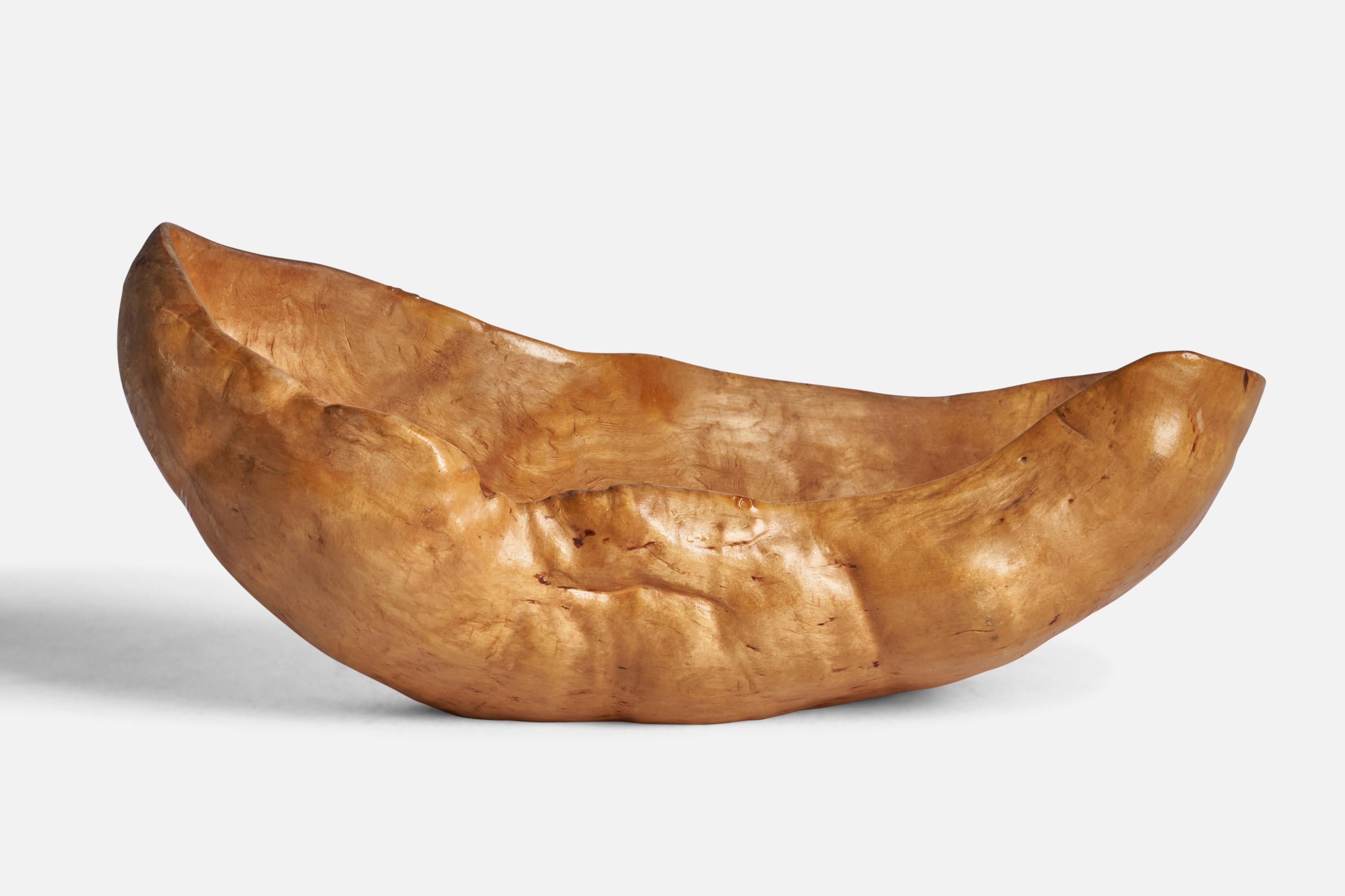 A burl wood bowl designed and produced in Sweden, c. 1960s.