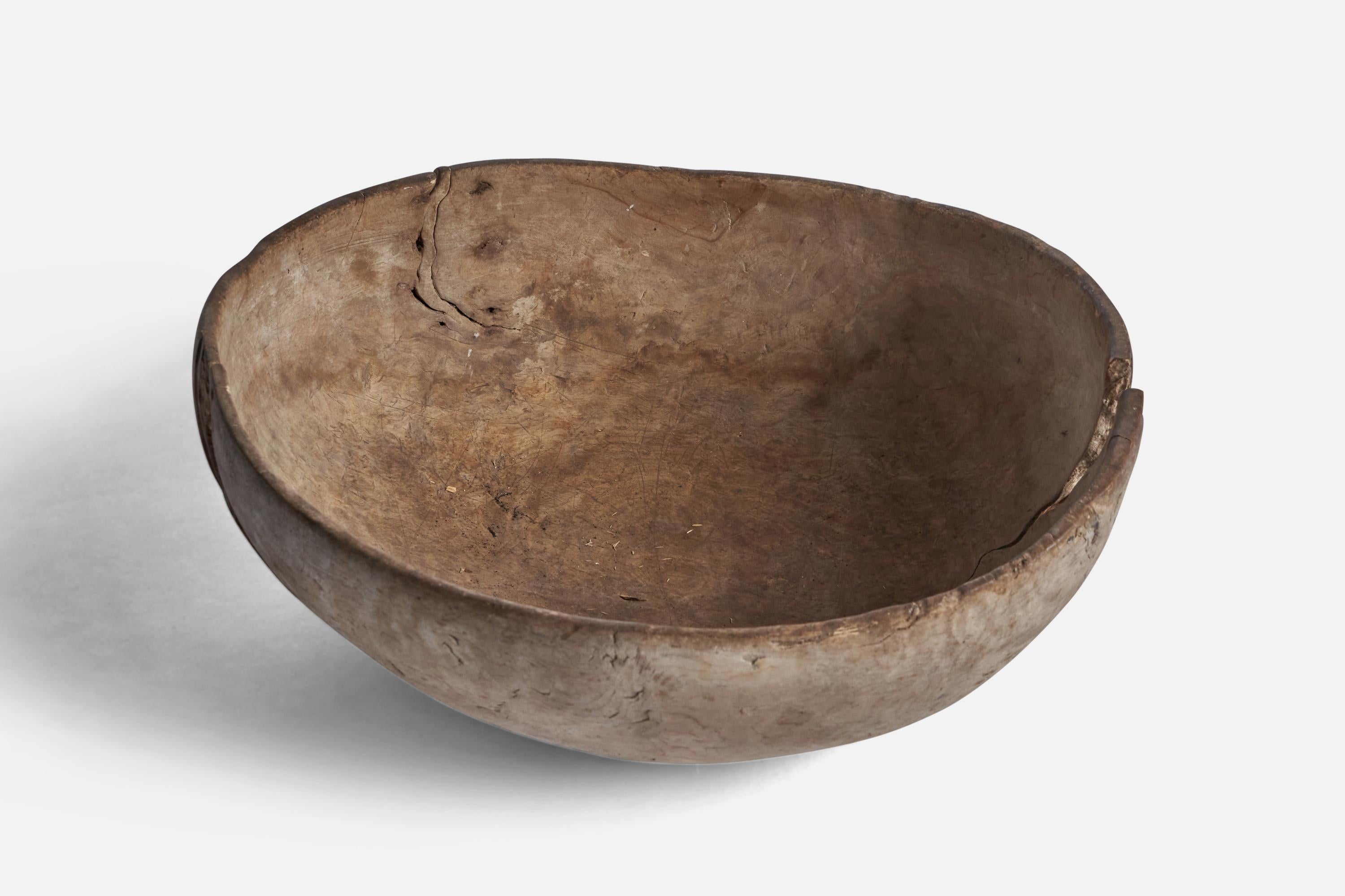 Folk Art Swedish Designer, Bowl, Wood, Iron, 1782 For Sale