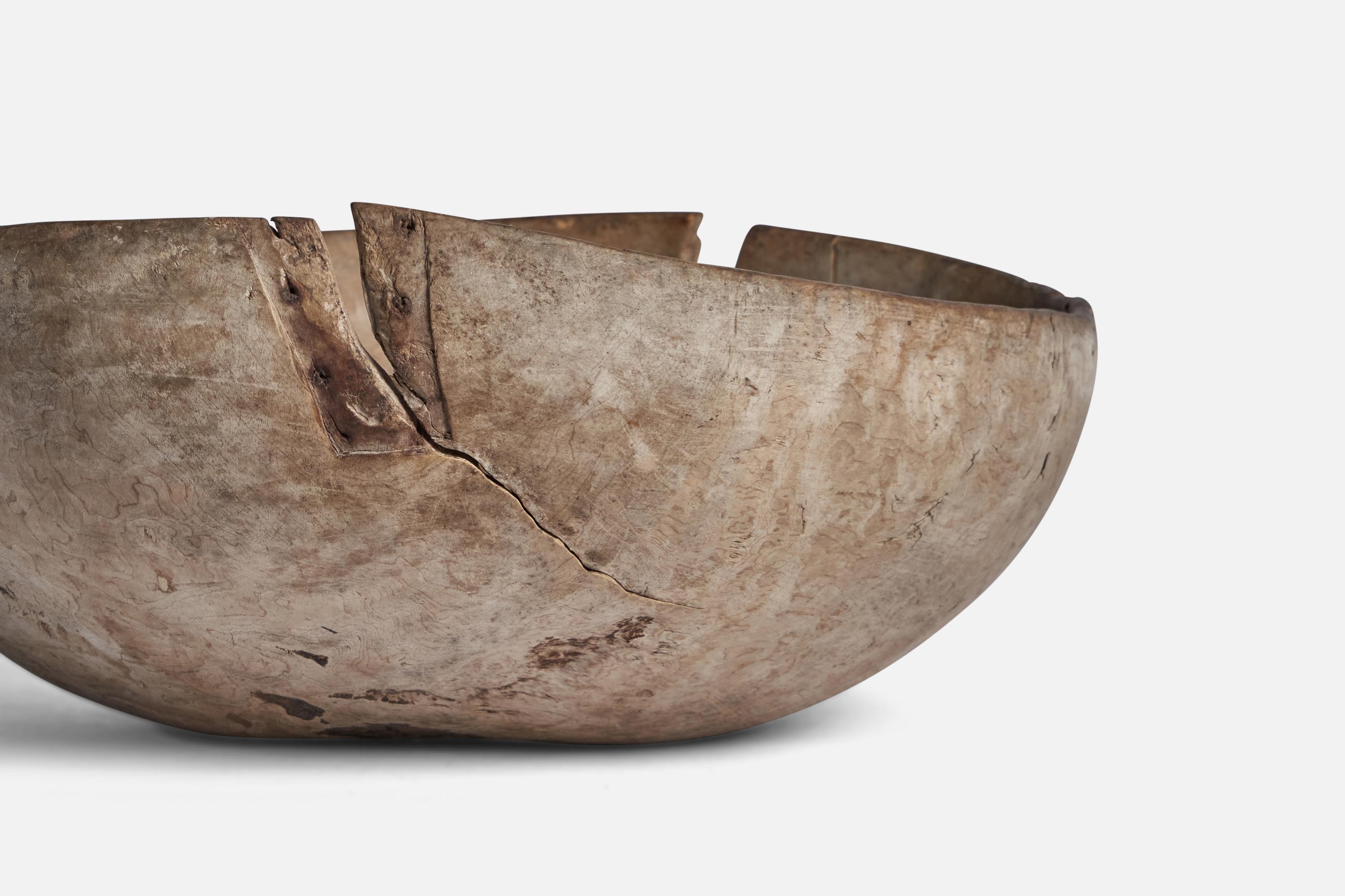 Late 18th Century Swedish Designer, Bowl, Wood, Iron, 1782 For Sale
