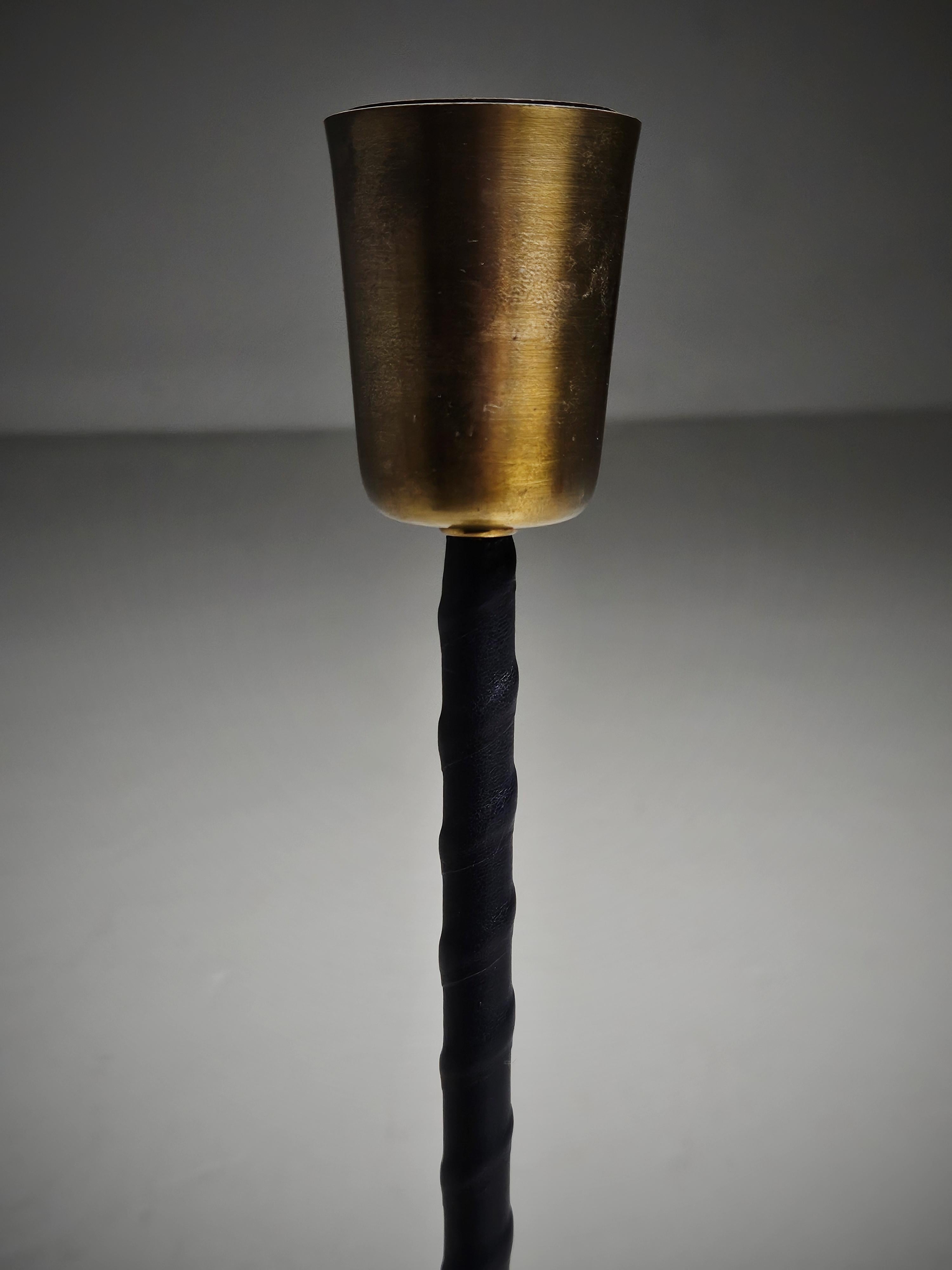 Swedish designer brass and leather table lamps, Falkenberg, 1960s For Sale 4