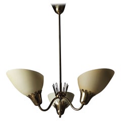 Swedish designer brass and opal glass ceiling lamp, ASEA, 1950s