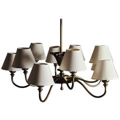 Swedish designer brass chandelier from the 1930s