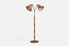 Swedish Designer, Brass, Elm, Fabric, Sweden, 1930s
