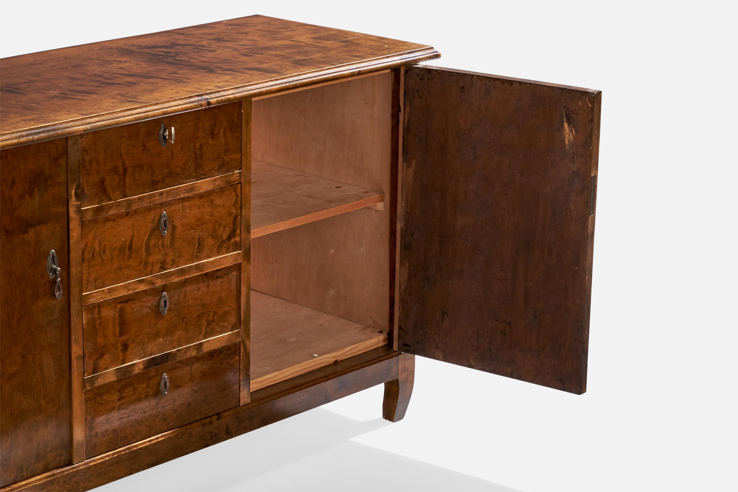 Schwedischer Designer, Schrank, Birke, Metall, Schweden, 1930er Jahre 1