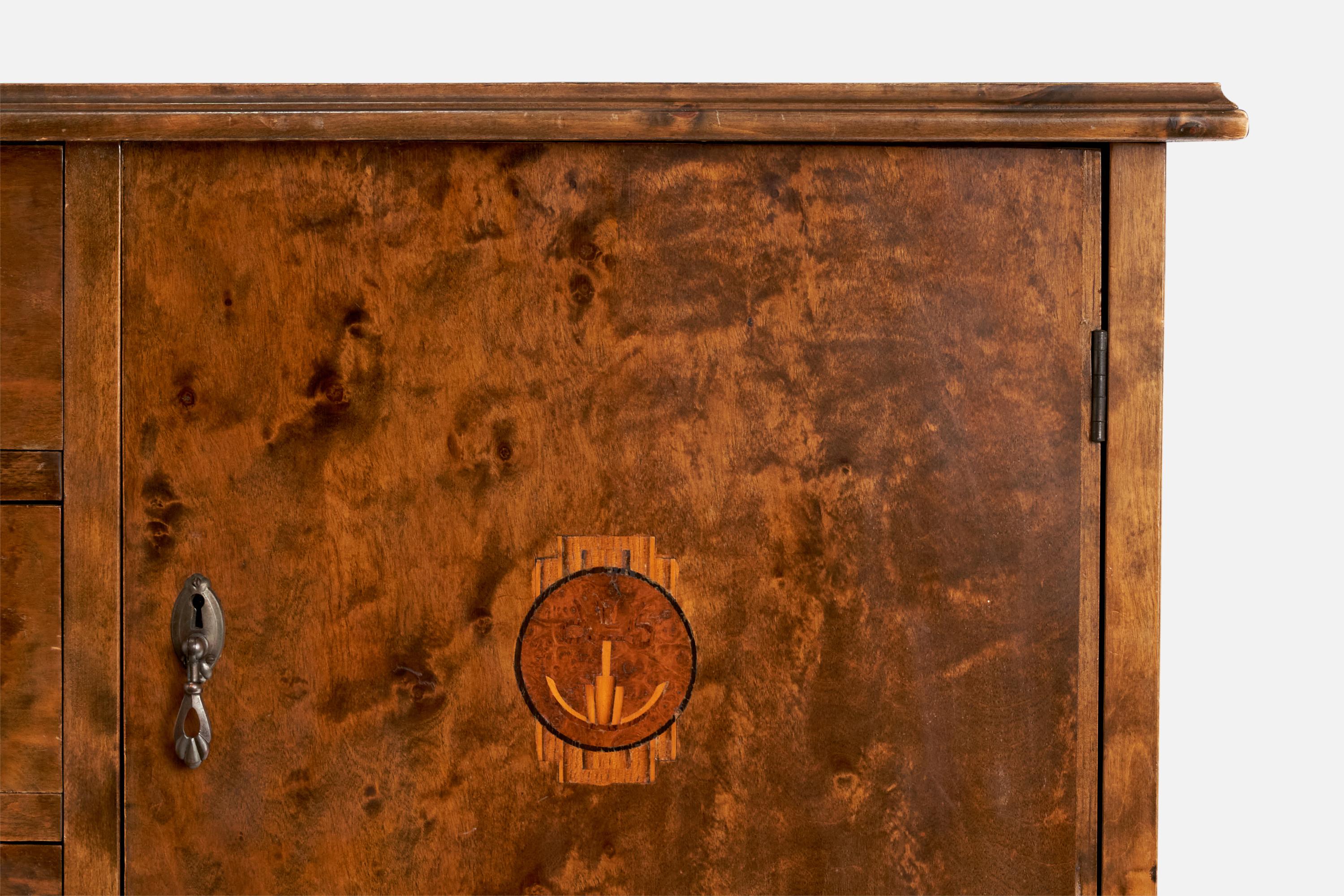 Schwedischer Designer, Schrank, Birke, Metall, Schweden, 1930er Jahre 3