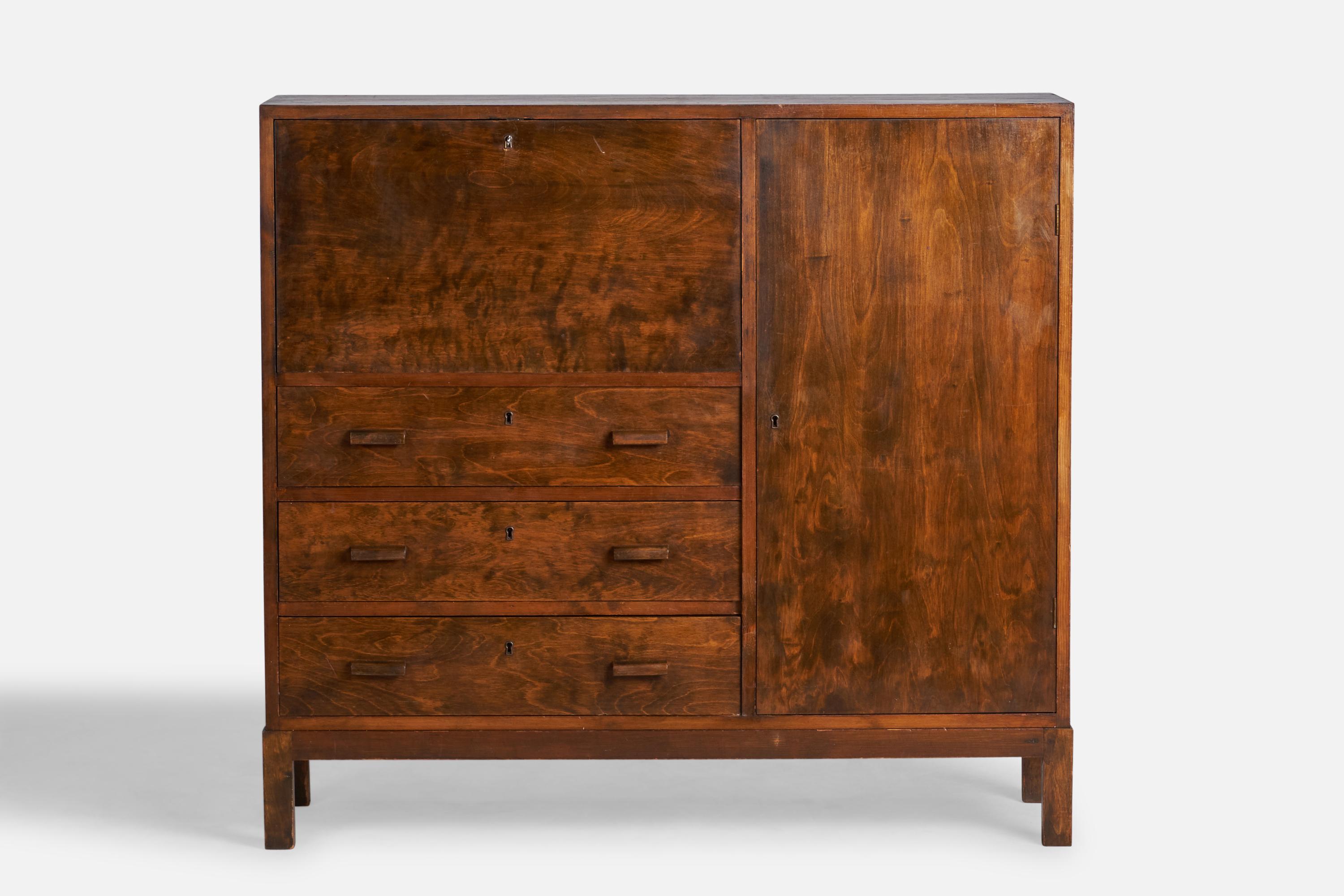 Mid-20th Century Swedish Designer, Cabinet, Birch, Sweden, 1930s For Sale