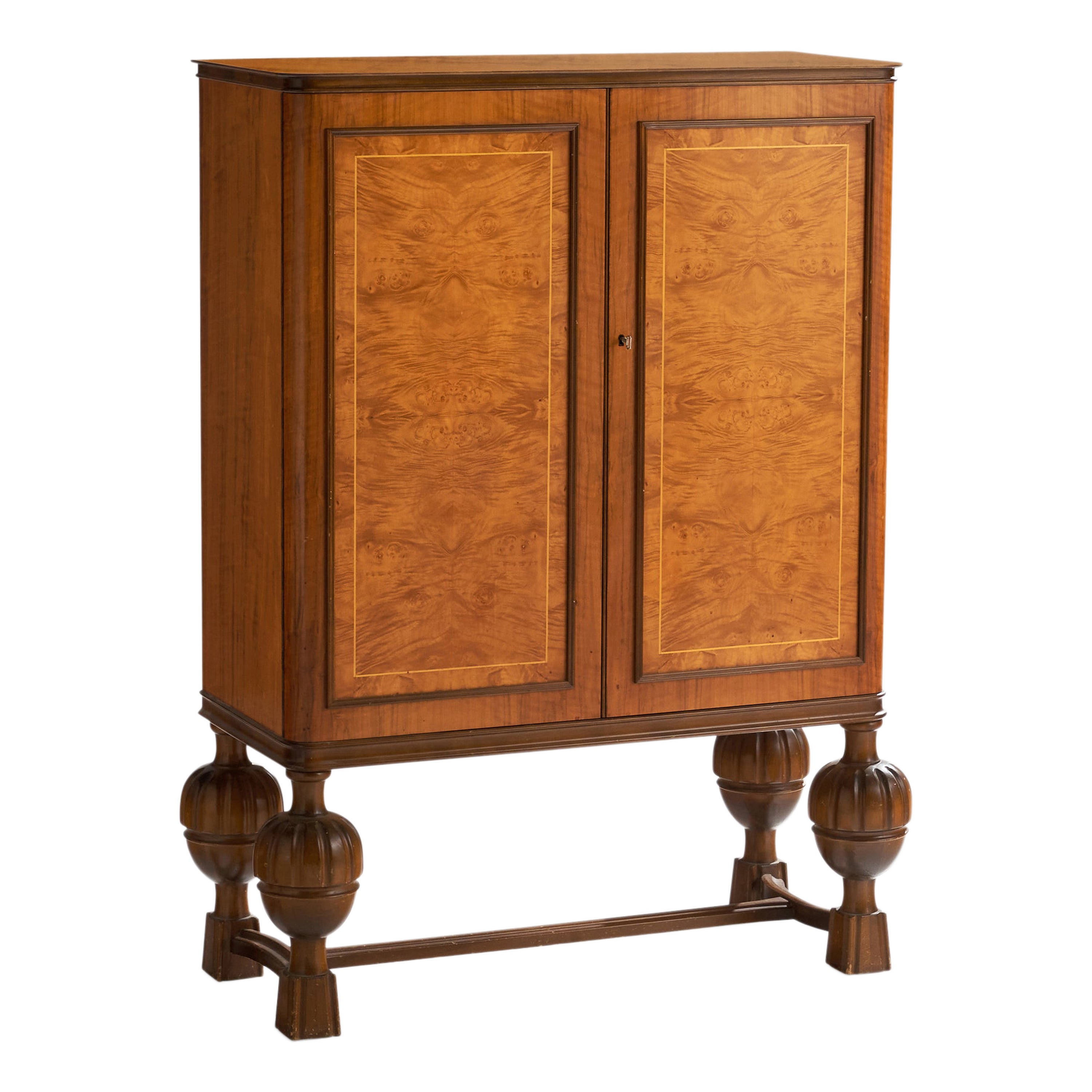Swedish Designer, Cabinet, Elm, Birch Sweden, 1920s