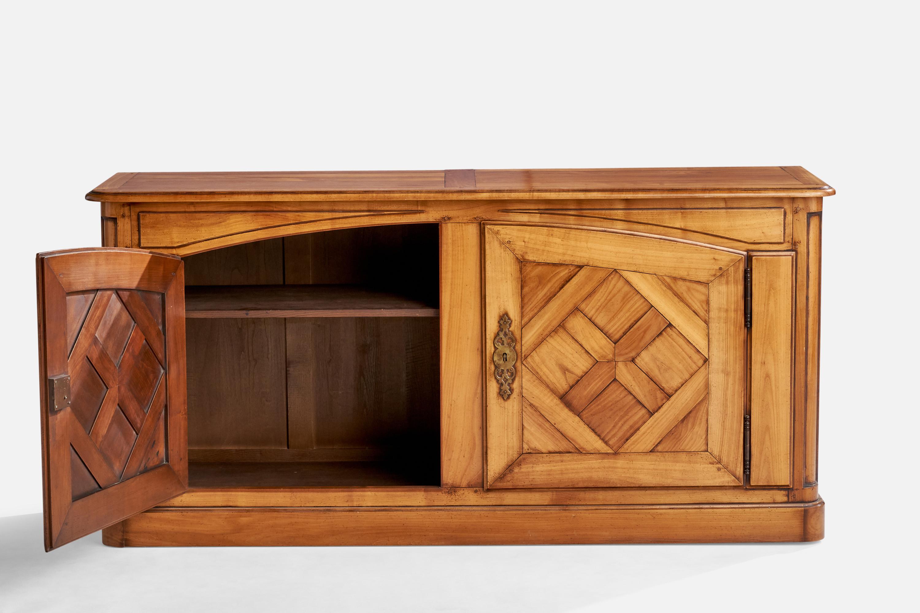 Swedish Designer, Cabinet, Oak, Brass, Sweden, 1930s In Good Condition For Sale In High Point, NC