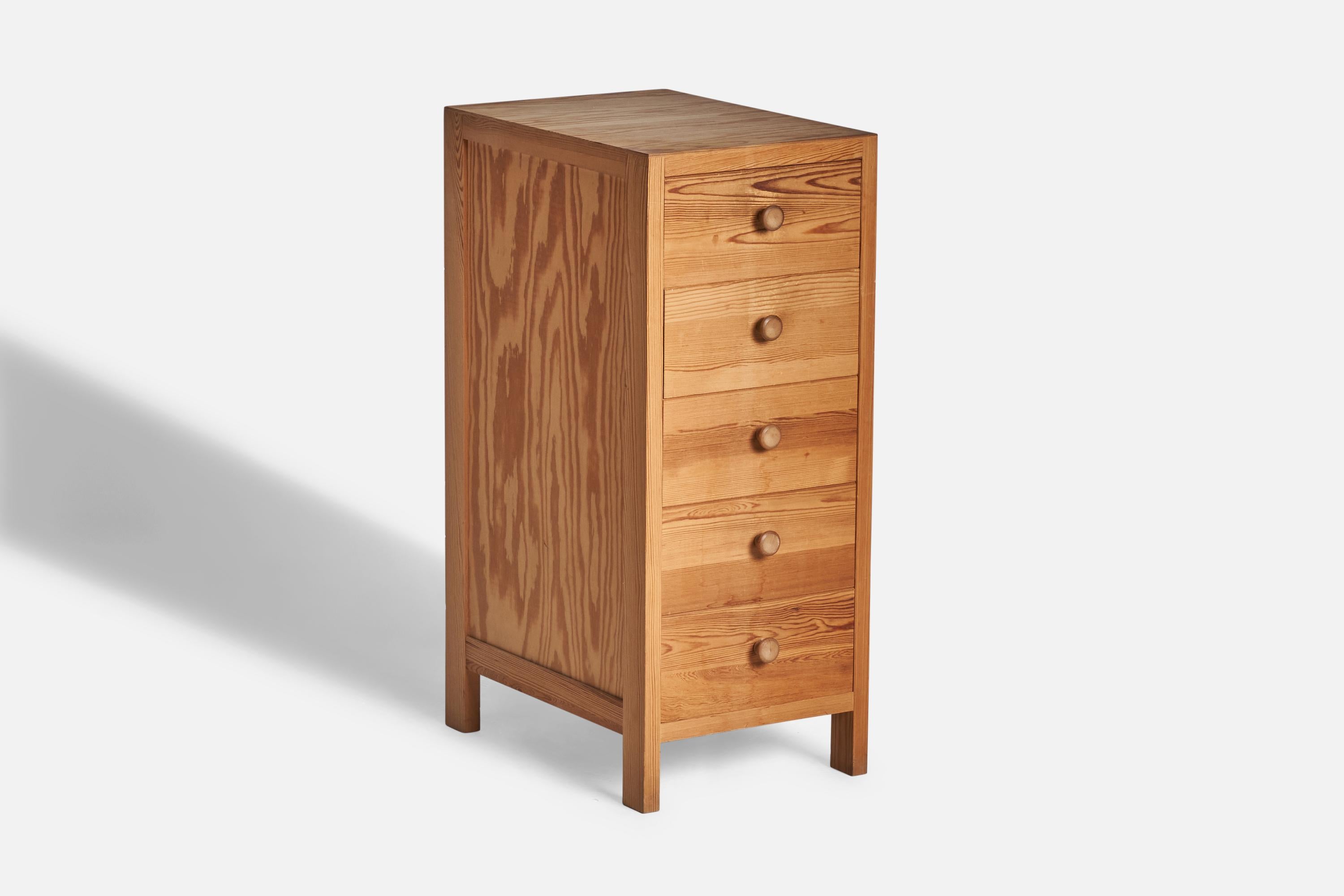 A pine cabinet designed and produced in Sweden, 1970s.