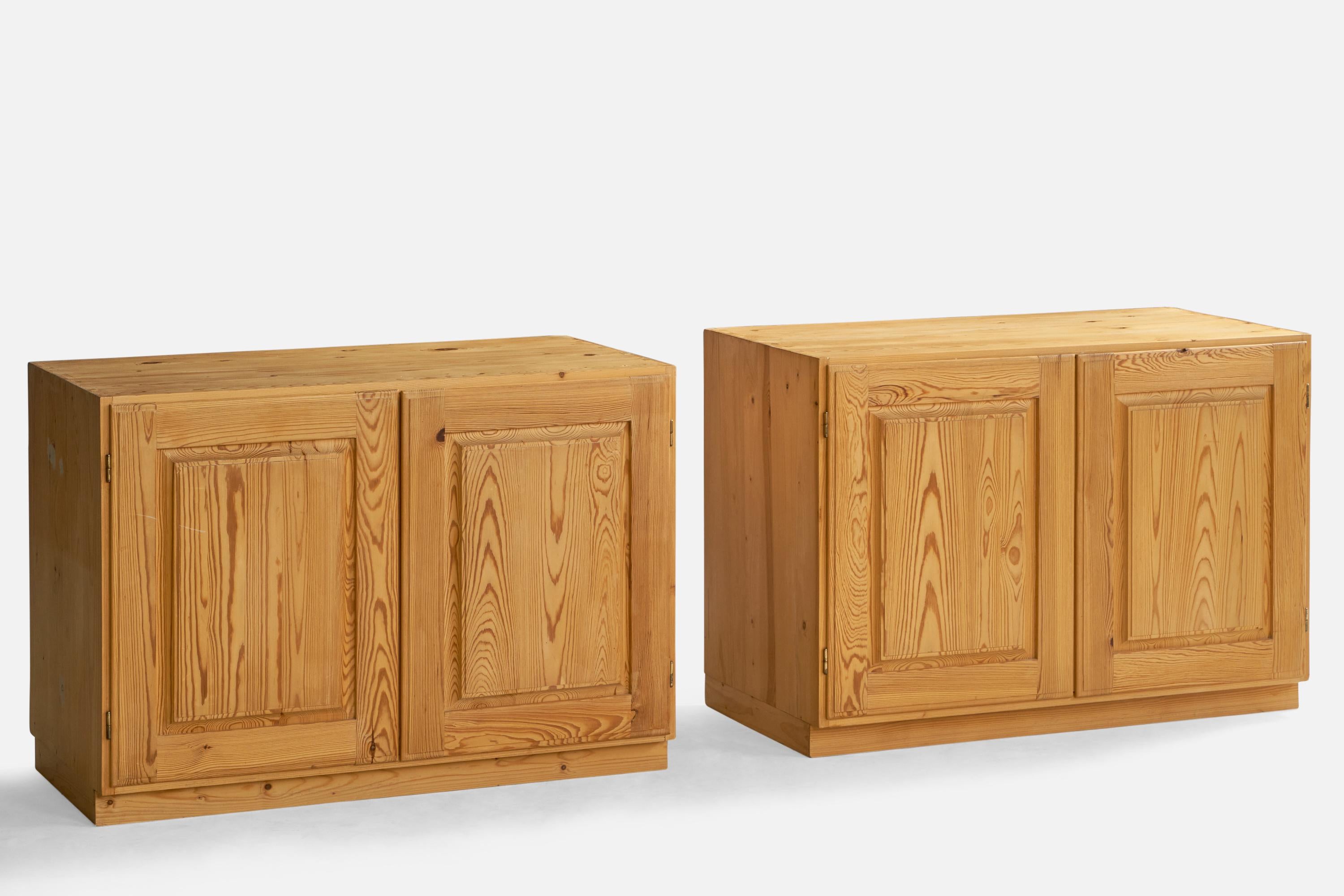 A pair of pine cabinets designed and produced in Sweden, 1960s.