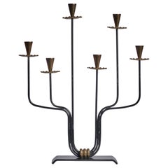 Diseñador sueco, candelabro, latón, metal, Suecia, años 1940
