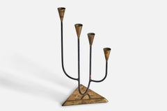 Swedish Designer, Candelabra, Brass, Metal, Sweden, 1950s
