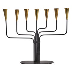 Candelabro di design svedese, ottone, metallo, Svezia, anni '1950