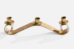 Swedish Designer, Candelabra, Brass, Sweden, 1930s