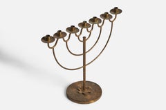 Swedish Designer, Candelabra, Brass, Sweden, 1940s