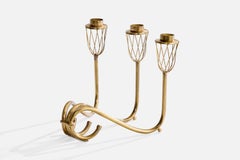 Créateur suédois, candélabre, laiton, Suède, années 1940