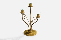 Swedish Designer, Candelabra, Brass, Sweden, 1940s